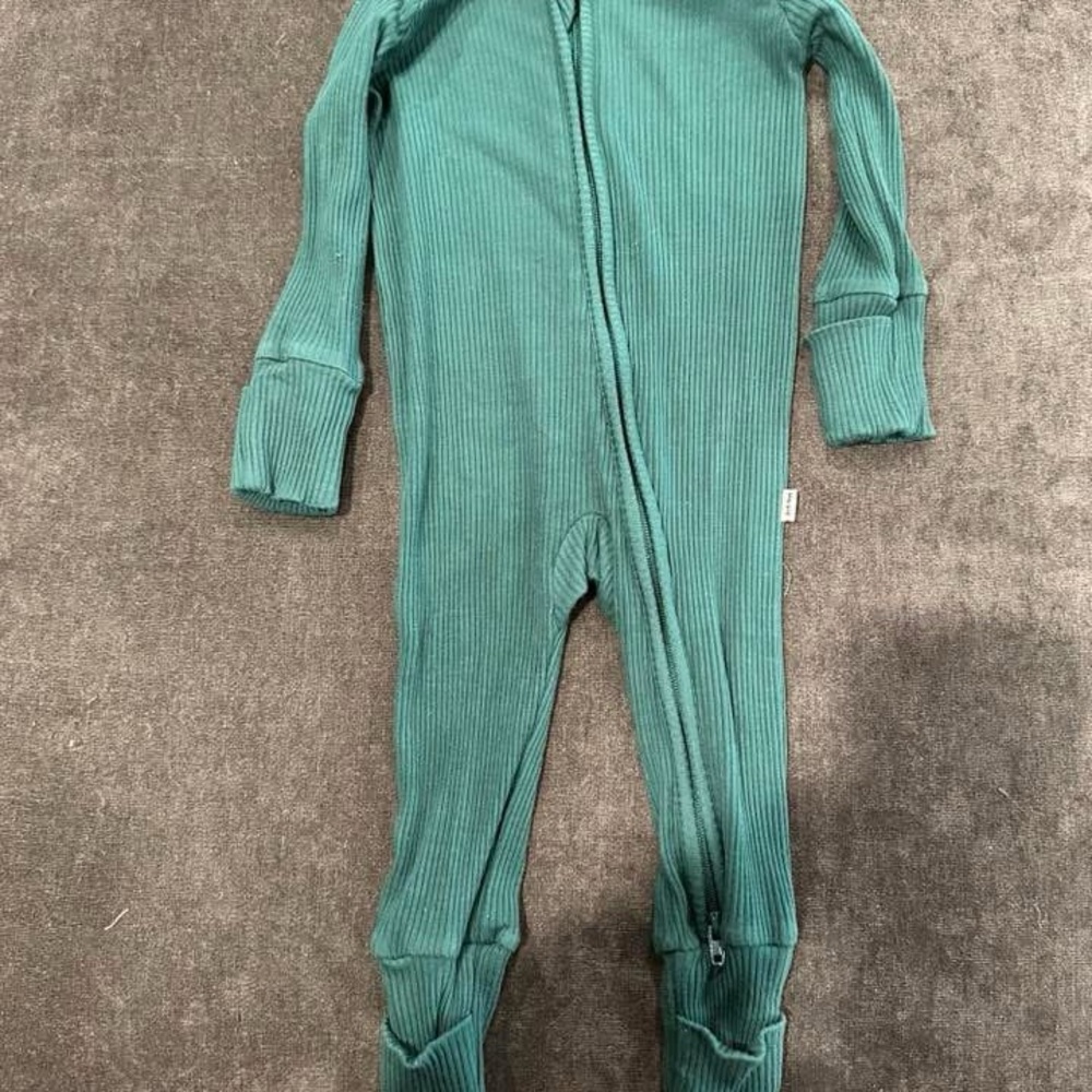 Little Sleepies Green Ribbed Zippy